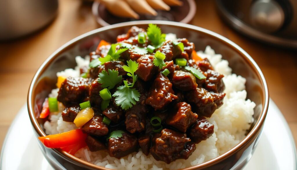 Asian-inspired crockpot ground beef